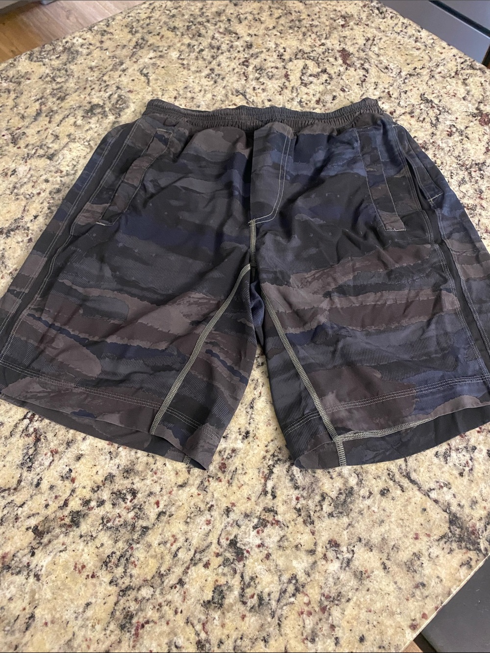 Men's lululemon  Black & Dark Gray Camouflage Athletic Shorts